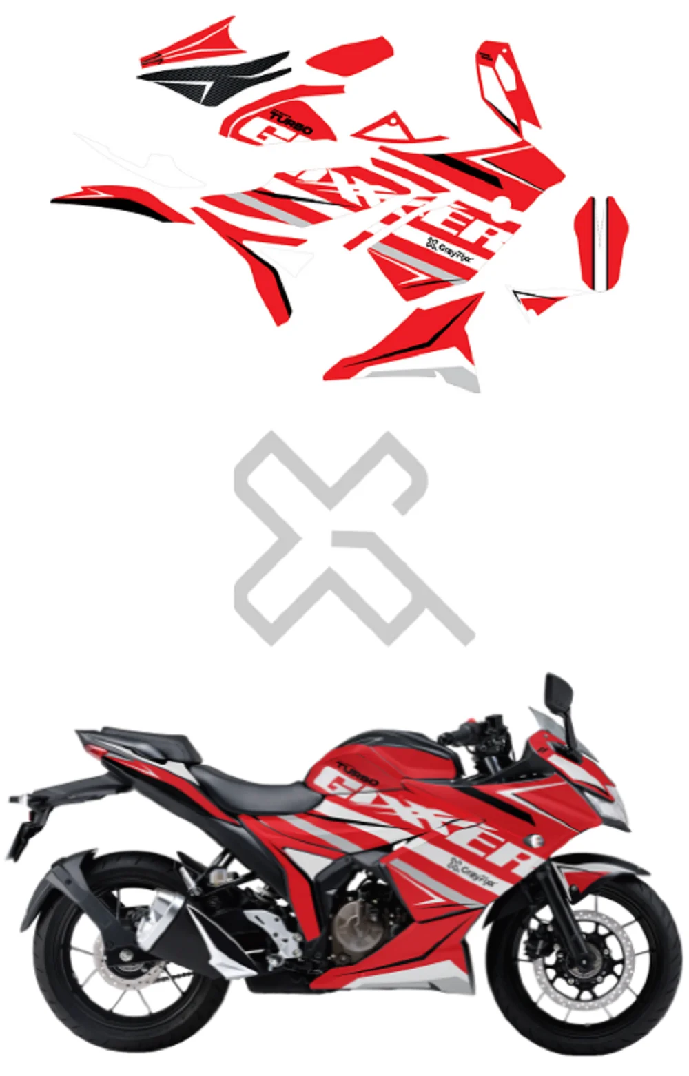 Turbo Edition Full Body Sticker Compatible with Gixxer SF 250 Made In Premium Gloss Vinyl With FPF(Fade Protection Film), Water Proof, Precut Sticker, Pack of 1 Compatible with Both Side